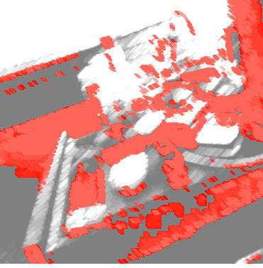 abstract table top red grey white